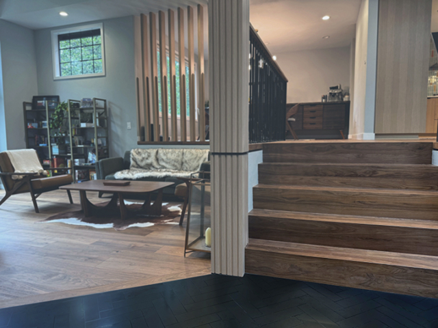 7 inch american walnut stairs and dining room-small